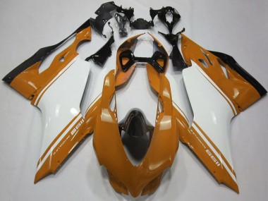 Custom 2011-2014 Ducati 1199 Motorcycle Fairings - Brown White Black