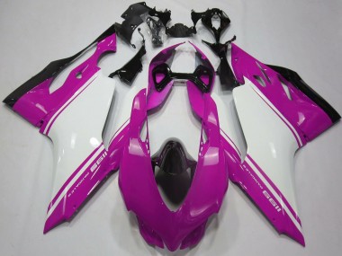 Custom 2011-2014 Ducati 1199 Motorcycle Fairings - Pink White Black