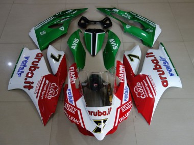 Custom 2011-2014 Ducati 899 1199 Motorcycle Fairings - White Red Green Fiamm 7