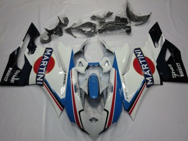 Custom 2011-2014 Ducati 1199 Motorcycle Fairings - White Light Blue Red Black Martini