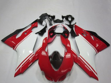 Custom 2011-2014 Ducati 1199 Motorcycle Fairings - White Red Black OEM Style