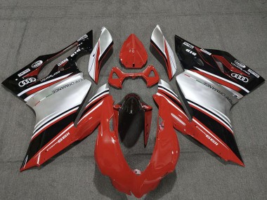 Custom 2011-2014 Ducati 1199 Motorcycle Fairings - Red Silver Black Performance