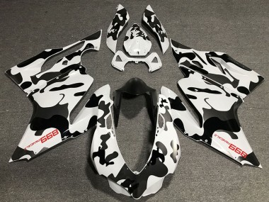 Custom 2011-2014 Ducati 899 Motorcycle Fairings - White Black Camouflage