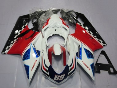 Custom 2007-2014 Ducati 1098 Motorcycle Fairings - White Red Black Blue 69
