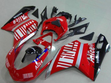 Custom 2007-2014 Ducati 848 1098 1198 Motorcycle Fairings - Silver Red Glossy Black Alice Sandisk