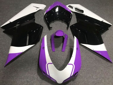 Custom 2007-2014 Ducati 848 1098 1198 Motorcycle Fairings - White Purple Glossy Black