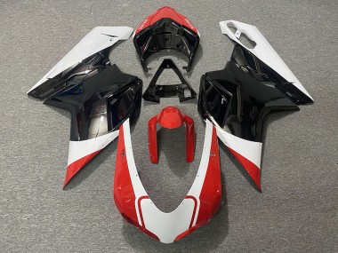 Custom 2007-2014 Ducati 848 1098 1198 Motorcycle Fairings - White Red Glossy Black