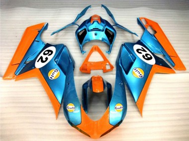 Custom 2007-2014 Ducati 848 1098 1198 Motorcycle Fairings - Orange Blue Gulf 62