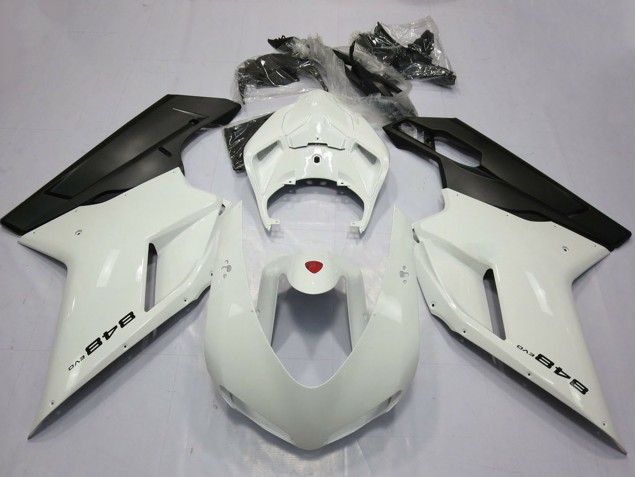 2007-2014 Ducati 848 Motorcycle Fairings - Pearl White Matte Black