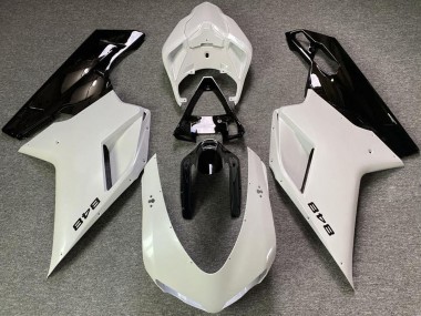 Custom 2007-2014 Ducati 848 Motorcycle Fairings - Pearl White Glossy Black