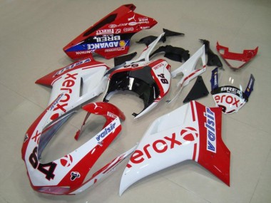 Custom 2007-2014 Ducati 848 1098 1198 Motorcycle Fairings - White Red Blue Glossy Black Valsir Xerox 84
