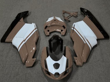 Custom 2003-2004 Ducati 749 999 Motorcycle Fairings - White Brown Glossy Black