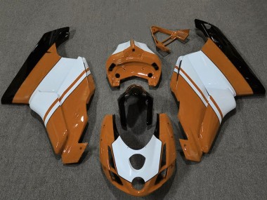 Custom 2003-2004 Ducati 749 999 Motorcycle Fairings - White Orange Glossy Black