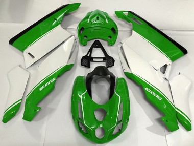 Custom 2003-2004 Ducati 999 Motorcycle Fairings - White Green Black