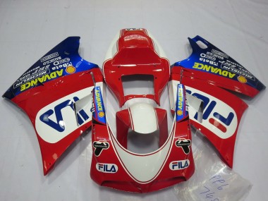 Custom 1993-2005 Ducati 748 916 996 998 Motorcycle Fairings - White Red Blue Fila