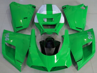 Custom 1993-2005 Ducati 996 Motorcycle Fairings - Glossy Green White