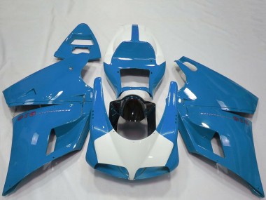 Custom 1993-2005 Ducati 916 Motorcycle Fairings - Light Blue Glossy Black
