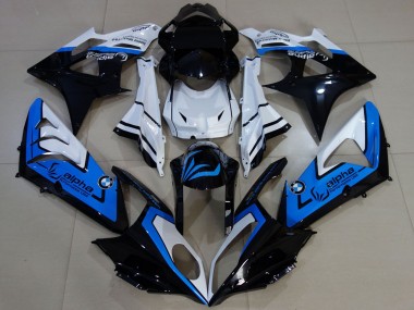 Custom 2009-2014 BMW S1000RR Motorcycle Fairings - White Blue Glossy Black Alpha