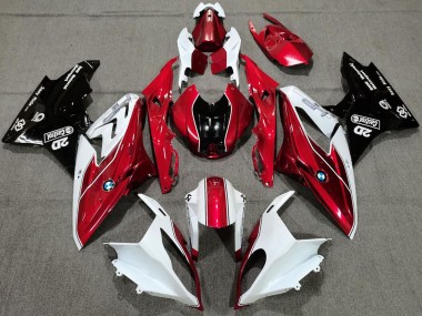 Custom 2017-2018 BMW S1000RR Motorcycle Fairings - White Red Glossy Black