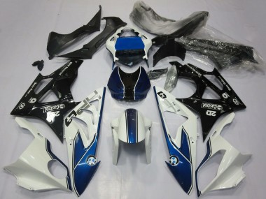 Custom 2017-2018 BMW S1000RR Motorcycle Fairings - White Blue Glossy Black