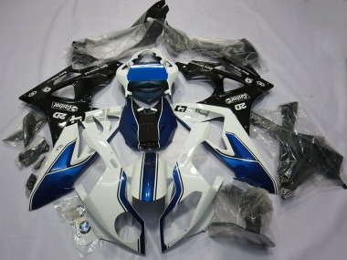 Custom 2015-2016 BMW S1000RR Motorcycle Fairing - White Blue Glossy Black
