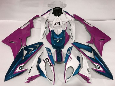 Custom 2009-2014 BMW S1000RR Motorcycle Fairings - White Purple Blue