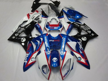 Custom 2009-2014 BMW S1000RR Motorcycle Fairings - White Red Blue Glossy Black GoldBet HP