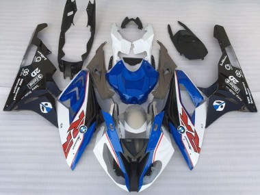 Custom 2015-2016 BMW S1000RR Motorcycle Fairings - White Blue Matte Black OEM Style