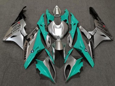 Custom 2009-2014 BMW S1000RR Motorcycle Fairings - Silver Green Teal Black