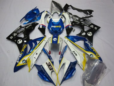 Custom 2009-2014 BMW S1000RR Motorcycle Fairings - White Yellow Blue Glossy Black GoldBet 33