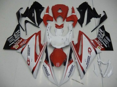 Custom 2013-2016 Triumph Daytona 675 Motorcycle Fairing - White Red Glossy Black