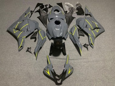 Custom 2009-2012 Honda CBR600RR Motorcycle Fairings - Dark Nardo Grey Yellow