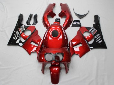 Custom 1990-1999 Honda CBR400RR NC29 Motorcycle Fairings - Red Glossy Black