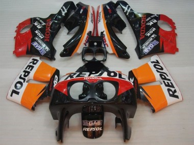 Custom 1990-1999 Honda CBR400RR NC29 Motorcycle Fairings - Orange White Red Glossy Black Repsol HRC