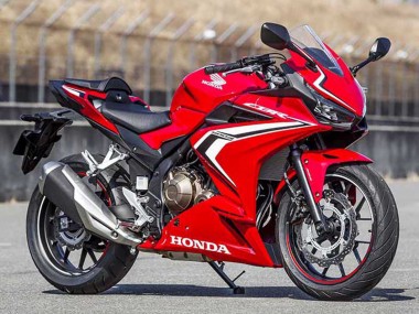Custom 2022 Honda CBR400R Motorcycle Fairings - Red White Glossy Black Stripe