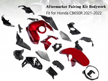 Custom 2019-2022 Honda CB650R Motorcycle Fairings - Black Red