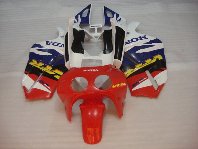 1988-1992 Honda VFR400R NC30 Motorcycle Fairings - White Blue Red