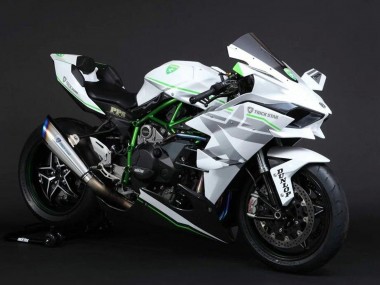 Custom 2015-2022 Kawasaki Ninja H2 Motorcycle Fairings - White Silver Green