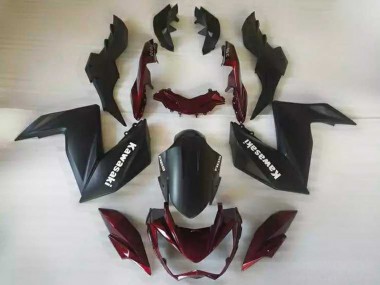 Custom 2015-2016 Kawasaki Z250/Z300 Motorcycle Fairings - Matte Black Maroon Red