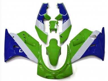 Custom 1989-1990 Kawasaki ZXR250 Motorcycle Fairings - Green White Blue