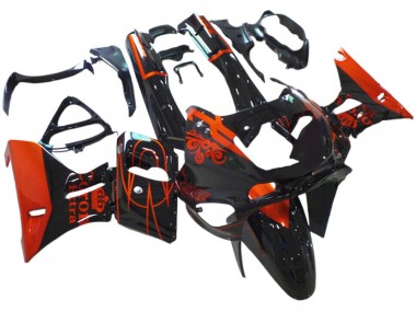 Custom 1993-2007 Kawasaki ZZR400 Motorcycle Fairings - Glossy Black Red Corona Extra
