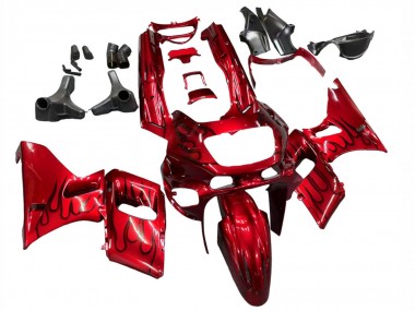 Custom 1993-2007 Kawasaki ZZR400 Motorcycle Fairings - Red Black Flame