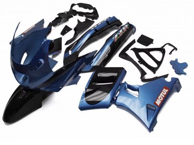 Custom 1993-2007 Kawasaki ZZR400 Motorcycle Fairings - Blue Black Red Motul