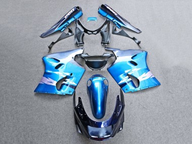 Custom 1993-2003 Kawasaki ZZR1100 Motorcycle Fairings - Glossy Blue Grey