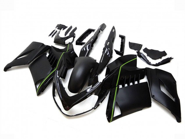 2007-2009 Kawasaki GTR1400/ZG1400 Motorcycle Fairings - Matte Black Green Lines