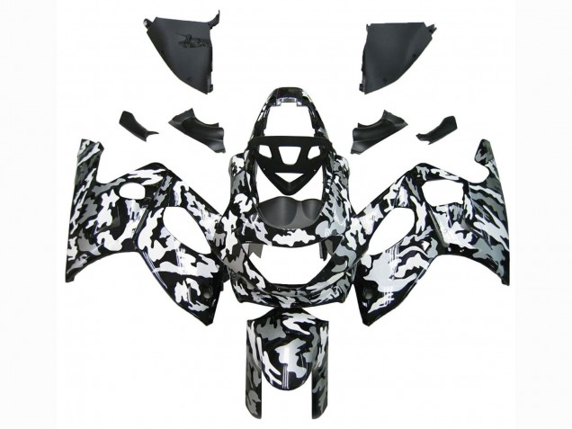 1996-2007 Yamaha YZF600R Thundercat Motorcycle Fairings - Black White Grey Camouflage