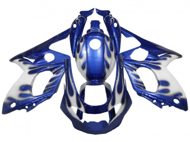 1996-2007 Yamaha YZF600R Thundercat Motorcycle Fairings - Blue White Silver Flame