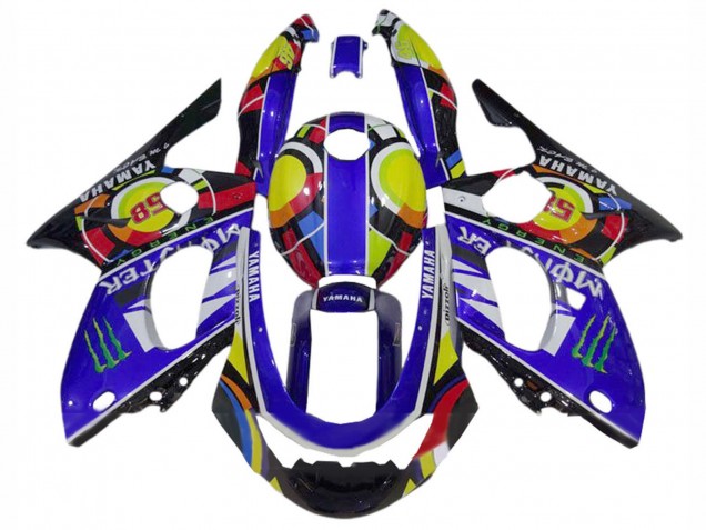 1996-2007 Yamaha YZF600R Thundercat Motorcycle Fairings - Blue Black White Yellow Monster 46