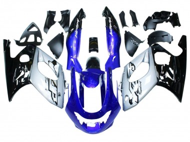 Custom 1996-2007 Yamaha YZF600R Thundercat Motorcycle Fairings - Blue Silver Black