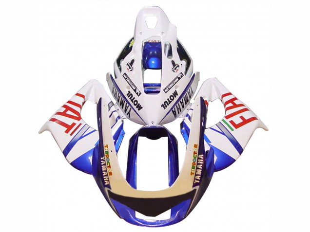 1997-2007 Yamaha YZF 1000R Thunderace Motorcycle Fairings - White Blue Fiat Motul